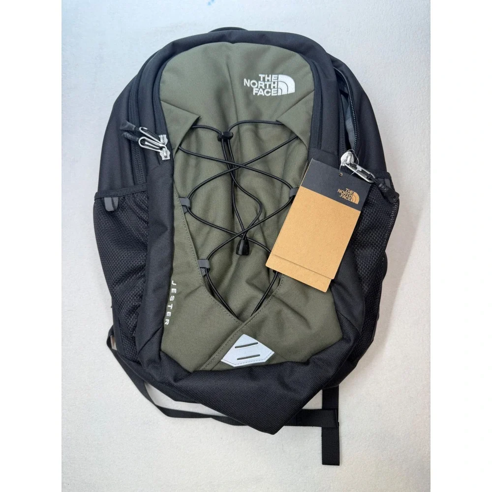 The North Face Jester Backpack Green Black Laptop Sleeve School Travel New NWT